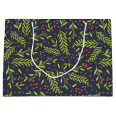 Weihnachts-Cypress-Schneeflocken Berries Rote Blum Große Geschenktüte (Vorderseite)
