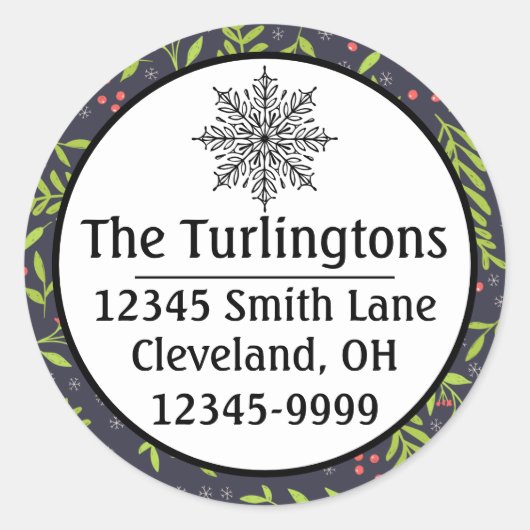 Weihnachts-Cypress-Schneeflocken Berries Rote Blum Runder Aufkleber (Vorderseite)