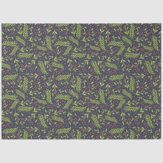 Weihnachts-Cypress-Schneeflocken Berries Rote Blum Seidenpapier (Vorderseite)