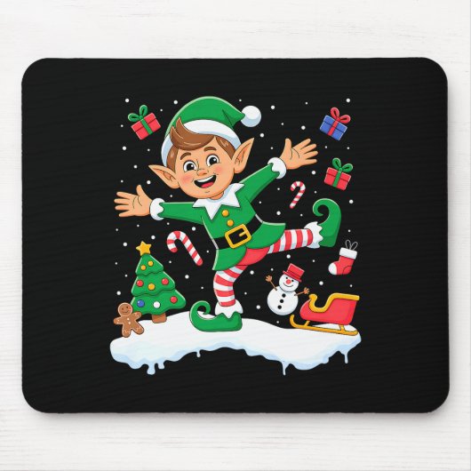Weihnachts-Dabbing-Elfen-Baumlichter Jungen Kinder Mousepad (Vorne)