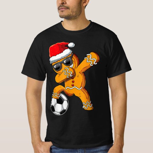 Weihnachts Dabbing Gingerbread Man Dab Soccer Foot T-Shirt (Vorderseite)