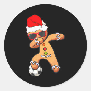 Weihnachts Dabbing Gingerbrett Fußball Funny Men Runder Aufkleber