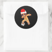 Weihnachts Dabbing Gingerbrett Fußball Funny Men Runder Aufkleber (Tasche)