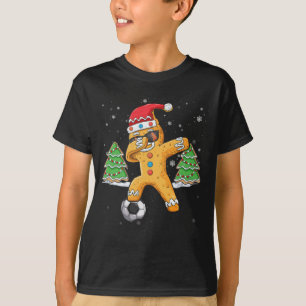 Weihnachts Dabbing Gingerbrett Fußball Sport Santa T-Shirt