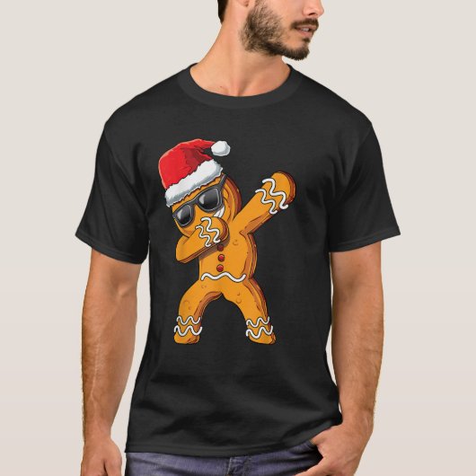 Weihnachts Dabbing Gingerbrot Mann Cookie Dab Cool T-Shirt (Vorderseite)