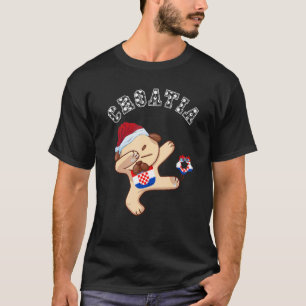 Weihnachts-Dabbing-Mops-Hund kroatische Flagge kro T-Shirt