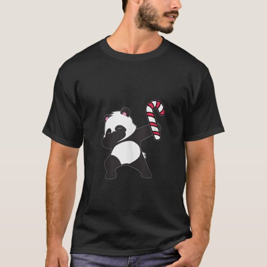 Weihnachts Dabbing Panda Bär Candy Cane Tance Gesc T-Shirt (Vorderseite)