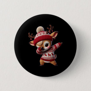Weihnachts-Dabbing Rentier Xmas Rehe Kinder G Button