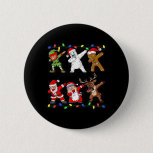 Weihnachts Dabbing Santa and Friends Quarantine Bo Button
