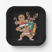 Weihnachts-Dabbing Santa Bar Skate Rentier Xmas Pappteller (Vorderseite)