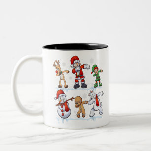 Weihnachts-Dabbing Santa Elf und Freunde Jungen Ki Zweifarbige Tasse