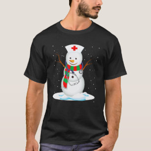 Weihnachts-Dabbing-Schneemann-Krankenschwester Ste T-Shirt