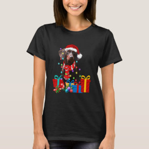Weihnachts-Dachshund-Hund-Xmas-Lichter-Santa-Hut-P T-Shirt