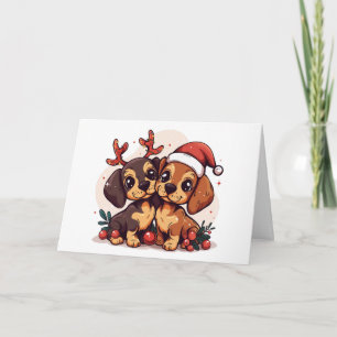 Weihnachts-Dachshund-Hunde Feiertagskarte