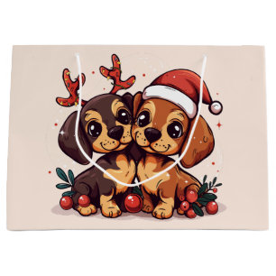 Weihnachts-Dachshund-Hunde Große Geschenktüte