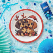 Weihnachts-Dachshund-Hunde Pappteller (Party)