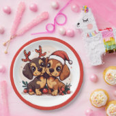 Weihnachts-Dachshund-Hunde Pappteller (Party)