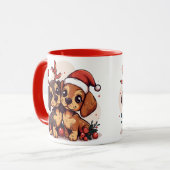 Weihnachts-Dachshund-Hunde Tasse (Vorderseite Links)