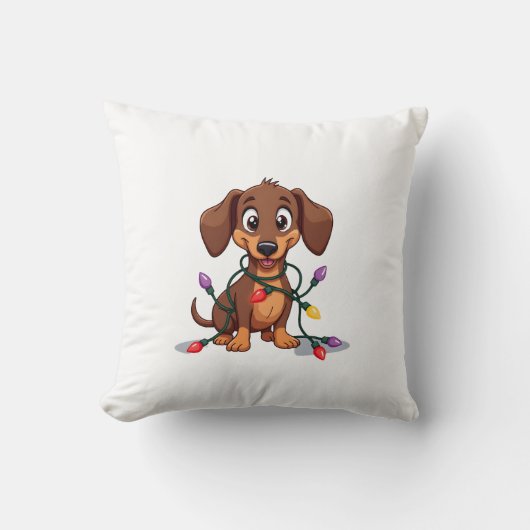 Weihnachts-Dachshund-Lichter (2) Kissen (Vorderseite)