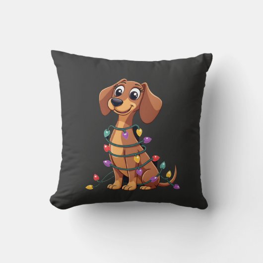 Weihnachts-Dachshund-Lichter (2) Kissen (Vorderseite)