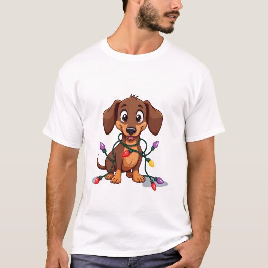 Weihnachts-Dachshund-Lichter (2) T-Shirt (Vorderseite)