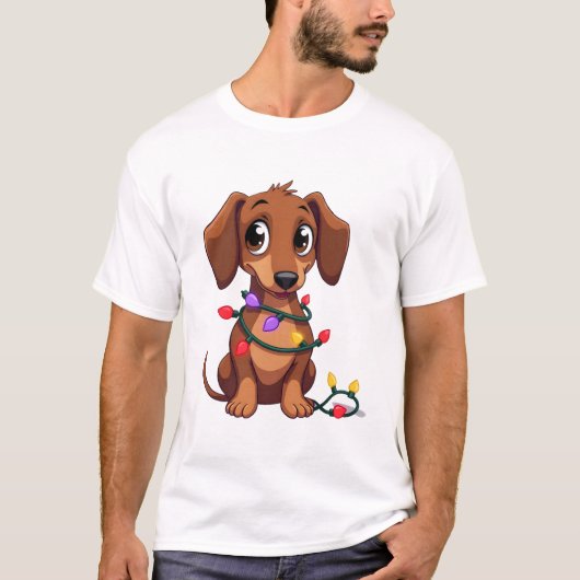 Weihnachts-Dachshund-Lichter (3) T-Shirt (Vorderseite)
