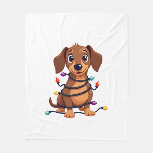 Weihnachts-Dachshund-Lichter Fleecedecke (Vorderseite)