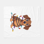 Weihnachts-Dachshund-Lichter Fleecedecke (Vorderseite (Horizontal))