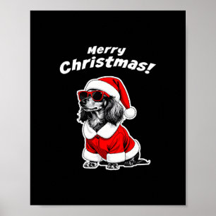 Weihnachts-Dachshund Lustiger Weihnachtsmann-Hund Poster