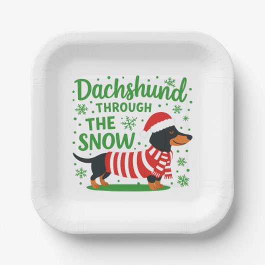 Weihnachts-Dachshund-Papierteller Pappteller (Vorderseite)