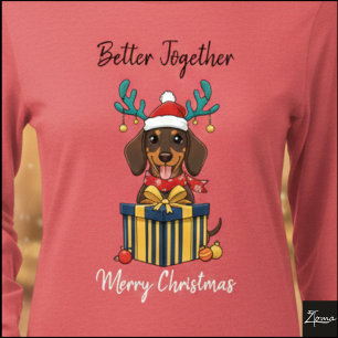 Weihnachts-Dachshund-Rentier-Schal-Geschenk-Grafik Tri-Blend Shirt