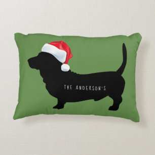 Weihnachts-Dachshund-Santa-Hut-Name Dekokissen