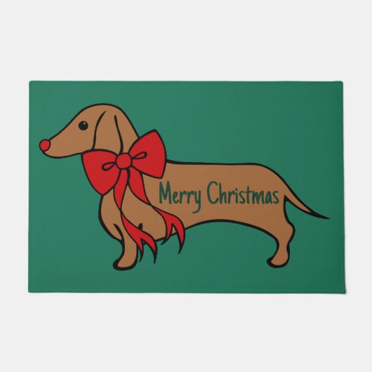  Weihnachts-Dachshund-Welpen-Fußmatte  Fußmatte (Vorderseite)