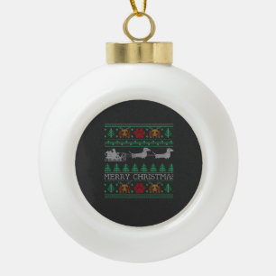 Weihnachts-Dachshund Wiener Hund Dachshund Hässlic Keramik Kugel-Ornament