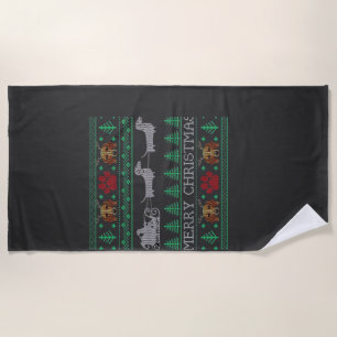 Weihnachts-Dachshund-Wiener-Hund-Dachshund-hässlic Strandtuch