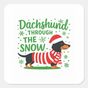 Weihnachts-Dackel-Aufkleber Quadratischer Aufkleber
