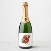 Weihnachts-Dackel - Dackel Schaumweinetikett (Vorderseite)