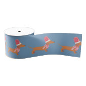 Weihnachts Dackel Dog Blue Ripsband (Spule)