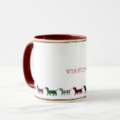 Weihnachts-Dackel Dog Buffalo Kariert Minimalistis Tasse (Vorderseite Links)