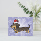 Weihnachts-Dackel (Drahthaarterrier) Feiertagspostkarte (Stehend Vorderseite)