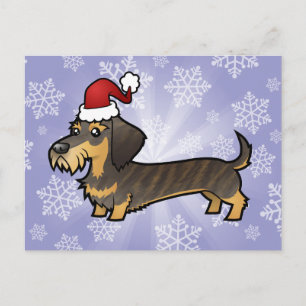Weihnachts-Dackel (Drahthaarterrier) Feiertagspostkarte