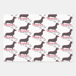 Weihnachts-Dackel durch den Schnee Geschenkpapier Set