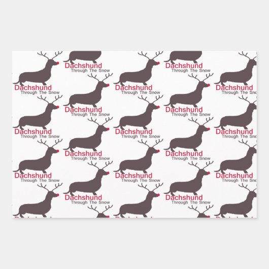 Weihnachts-Dackel durch den Schnee Geschenkpapier Set (Vorderseite)