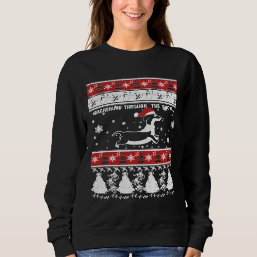 Weihnachts-Dackel durch den Schnee Sweatshirt (Vorderseite)