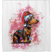 Weihnachts-Dackel Duschvorhang (Vorderseite)