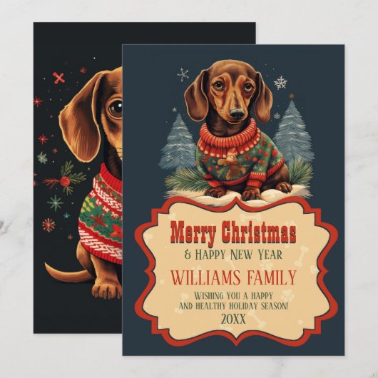 Weihnachts-Dackel Einladung (Vorne/Hinten)