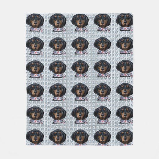 Weihnachts-Dackel Fleecedecke (Vorderseite)