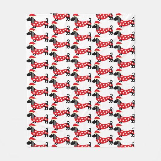 Weihnachts-Dackel Fleecedecke (Vorderseite)
