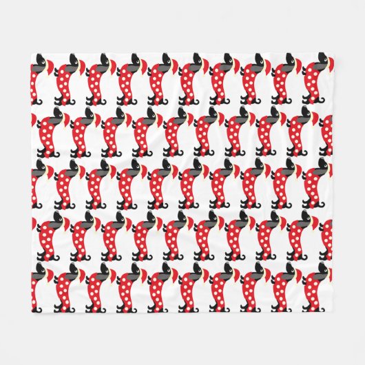 Weihnachts-Dackel Fleecedecke (Vorderseite (Horizontal))