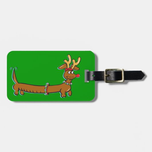 Weihnachts-Dackel Gepäckanhänger (Vorderseite horizontal)